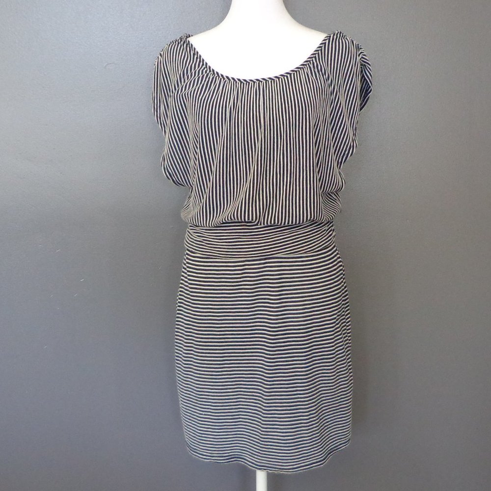 Maurices Brand Navy and White Stripe Dress, Fit and Flare, Women size Med